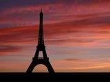 Eiffel tower at sunset with beautiful sky illustration 