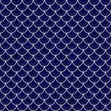 Navy and White Shells with Interlocking Circles Tiles Pattern Re