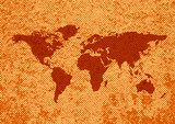World map on rusty background 