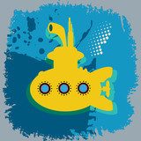 Yellow submarine abstract, vector illustration 