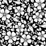 Seamless pattern with flowers and leaves. Vector illustration. 