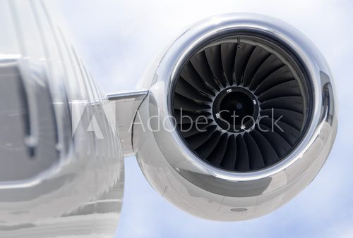Jet engine closeup on a private airplane - Bombardier