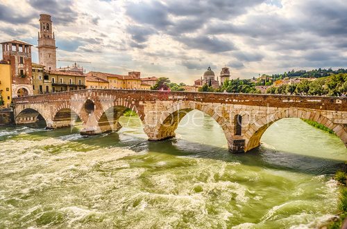 Ancient Roman Bridge called Ponte di Pietra in Verona
