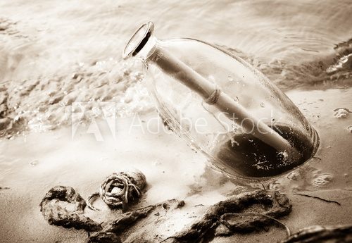 Message in bottle on the beach