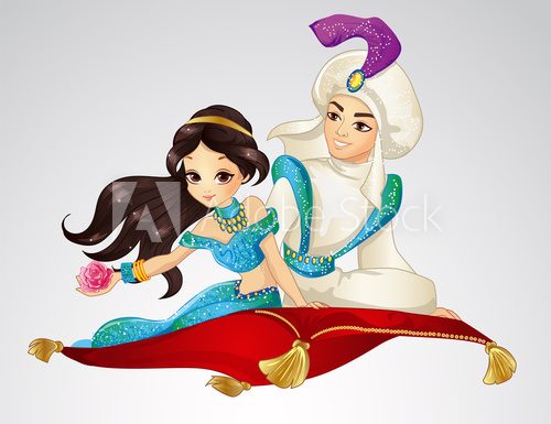Aladdin And Princess On Flying Carpet