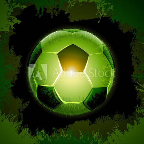 green grass soccer ball black