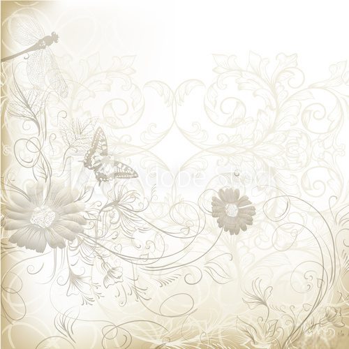 Elegant  clear wedding background with floral ornament