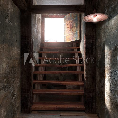 ancient concept room shelter interior exit stairs