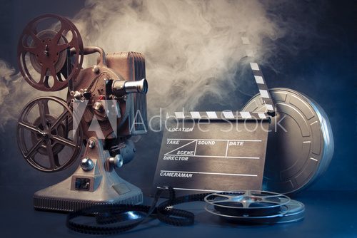 old film projector and movie objects