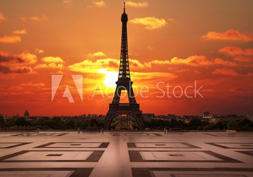 la tour Eiffel dal Trocadero all'alba