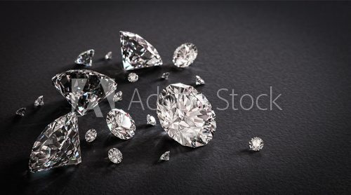 Shiny diamonds on black background