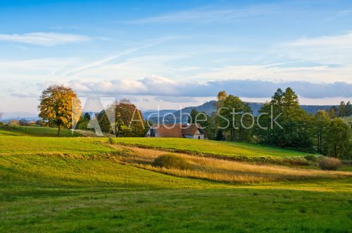 Scenery with house in the hills