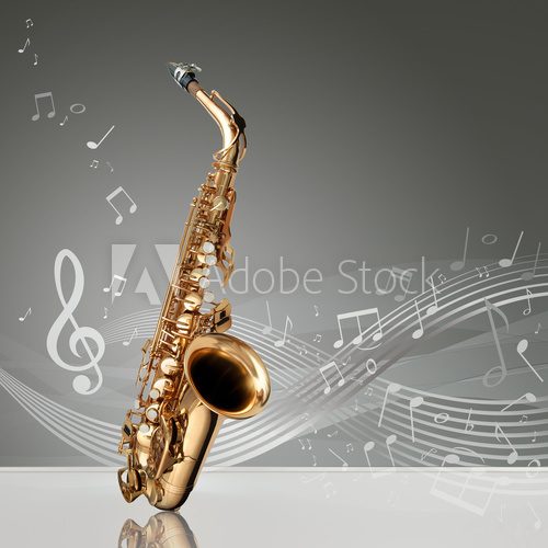 Saxophone with musical notes