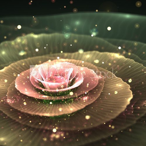 magic fractal flower with droplets of water