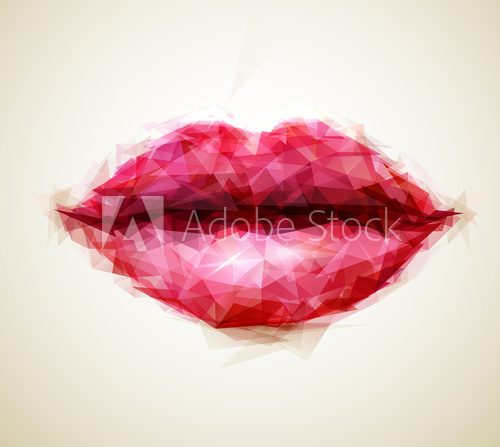 Beautiful woman lips formed by abstract triangles