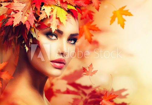 Autumn Woman Portrait. Beauty Fashion Model Girl