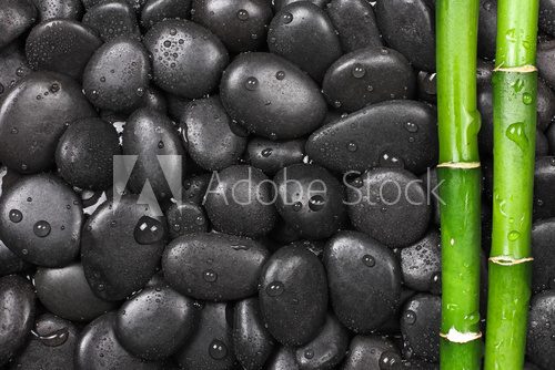 Hot stones with bamboo, background