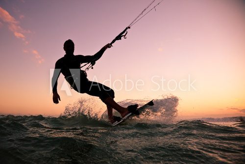 Kite boarding. Kitesurf freestyle