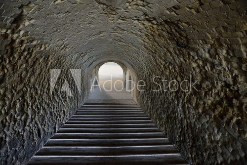 staircase in an old tunnel