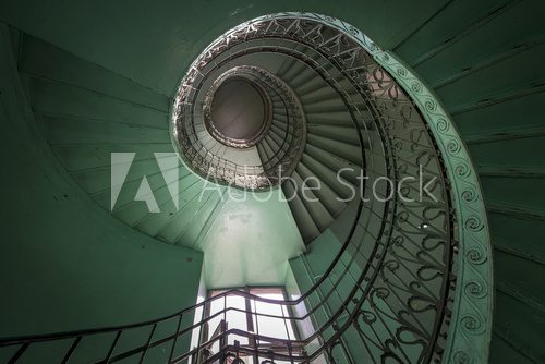 Spiral old green and grunge staircase
