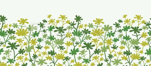Vector green plants horizontal seamless pattern background with