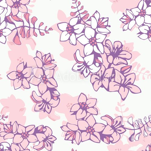 Seamless floral pattern of pink flowers