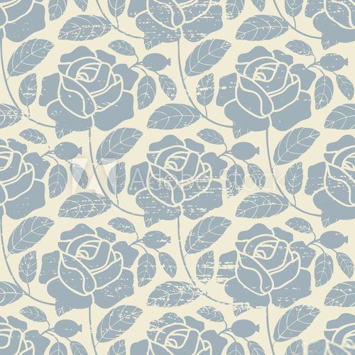 Vintage vector seamless pattern background with roses