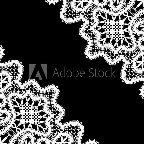 White lace corners on black