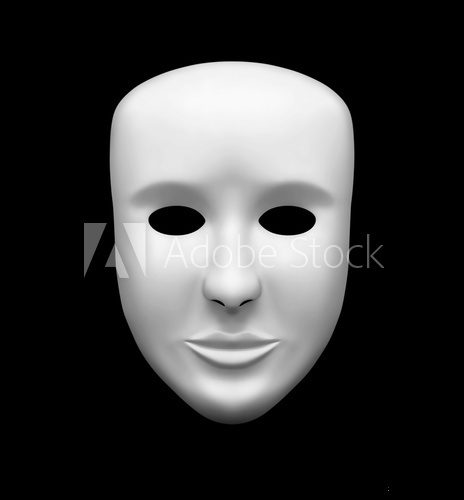White theatrical mask isolated on black