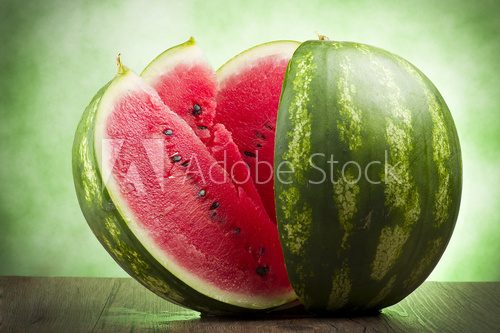 Fresh watermelon sliced close up on the table