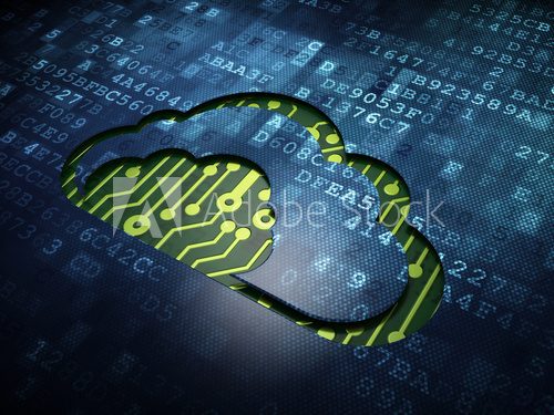 Cloud technology concept: Cloud on digital screen background