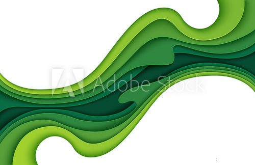 Abstract green layers paper carve background.Paper art style of nature concept design.Vector illustration.