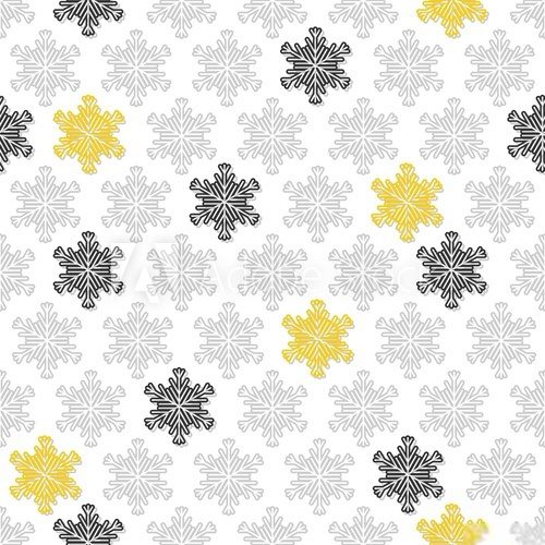 czarne szare żółte ażurowe płatki śniegu zimowy deseń