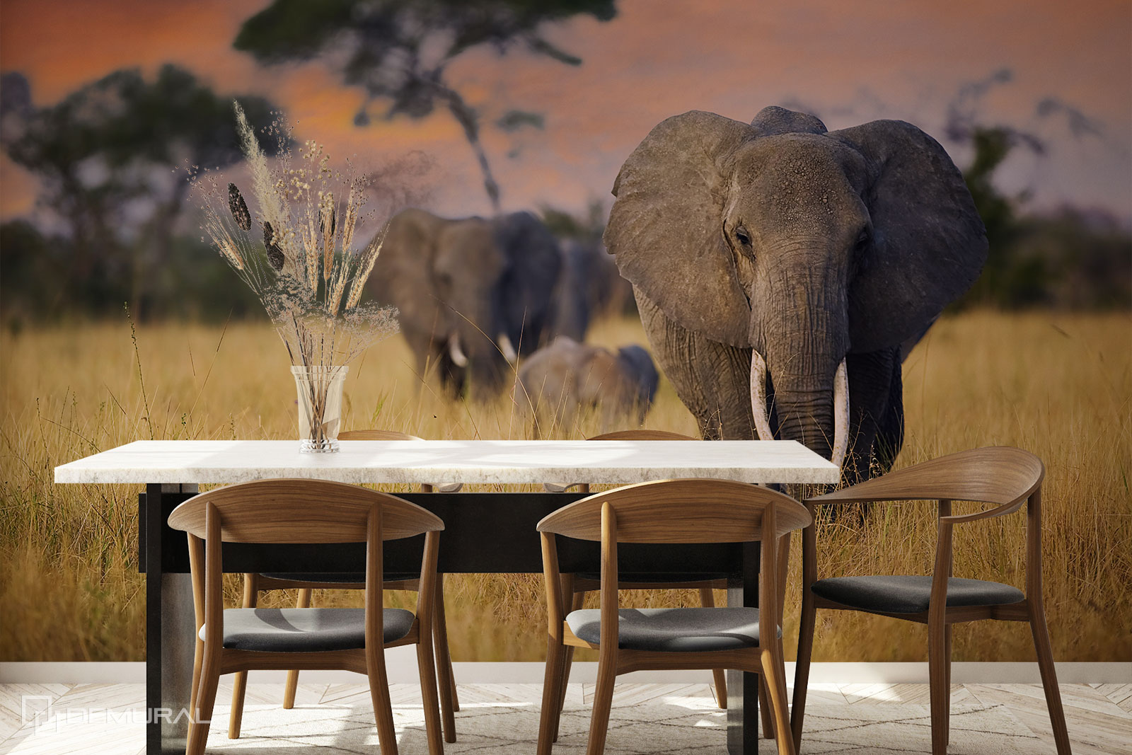Fototapeta "Rodzina słoni" - Fototapety ze zwierzętami - Demural