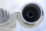 Jet engine closeup on a private airplane - Bombardier 