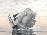 Old ship sinking - 3D render 