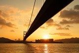 tsing ma bridge in sunset 
