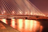 The Rama VIII bridge over the Chao Praya river at night in Bangk 