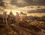 Famous Roman ruins in Rome, Capital city of Italy 