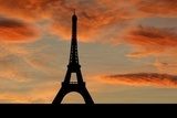 Eiffel tower Paris at sunset with beautiful sky illustration 