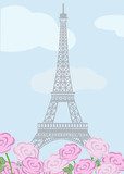 Eiffel tower with roses 