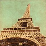 Grunge image  of  Eiffel Tower. 