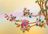 Banner sakura , spring , fuji mountain 