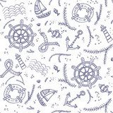 Seamless pattern with marine items