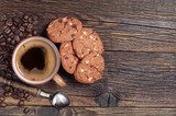 Coffee cup and chocolate cookies
