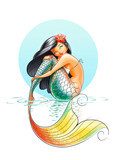 mermaid fairy-tale character illustration on white background