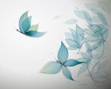 Azure Flowers like Butterflies / Surreal sketch 