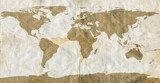 World map on dirty used loose leaf paper. 