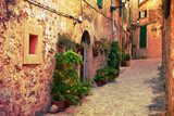 Ancient street in Valldemossa village, Mallorca 