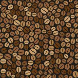 Coffee Beans Seamless Pattern on Dark Background 